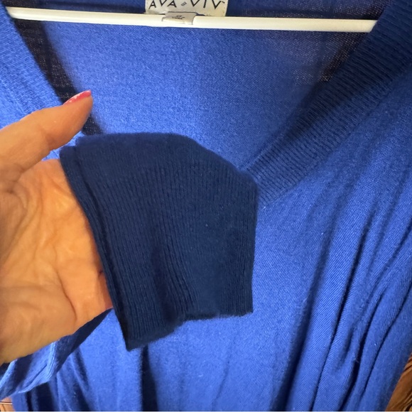 Ava & Viv - V Neck Long Sleeve Knit Sweater - Royal Blue - 2x - Picture 5 of 15